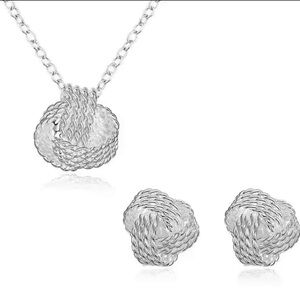 New 925 Sterling Silver Jewelry Necklace And Earring Women Set Top Quality NWT